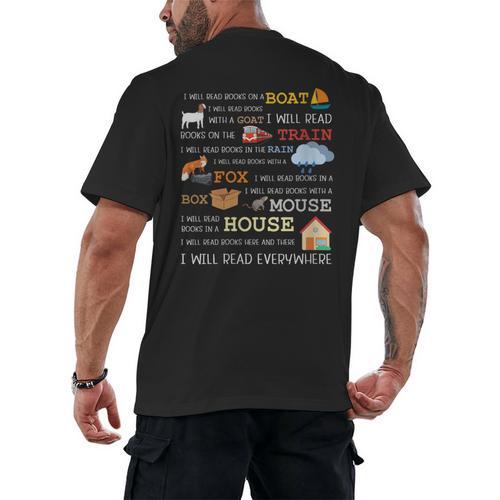 I Will Read Books On a Boat & Everywhere Reading Men's Back Print T-Shirt - Bookorys