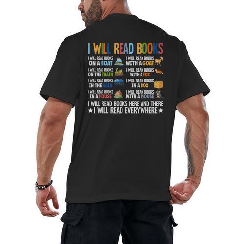 I Will Read Books On A Boat Fun Reading Lover Men's Back Print T-Shirt - Bookorys CA