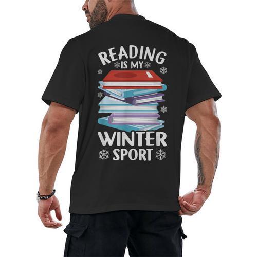Winter Reading Book Bookworm Winter Men's Back Print T-Shirt - Bookorys DE