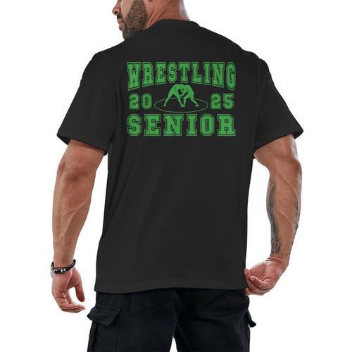 Wrestling Senior Night Wrestling Senior 2025 Graduation 32 Men's Back Print T-Shirt - Best Gift Smart