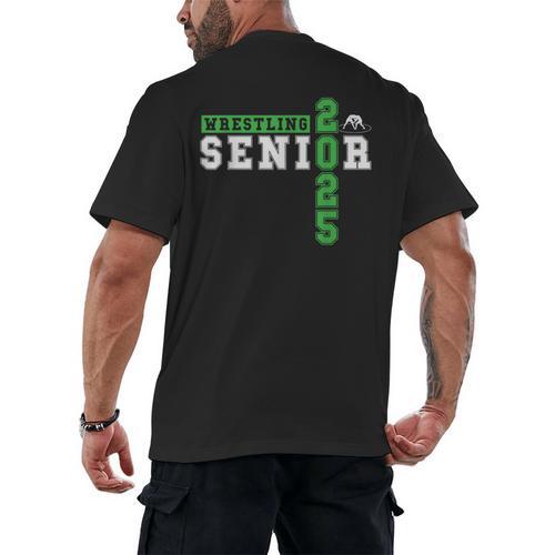 Wrestling Senior Night Wrestling Senior 2025 Graduation 34 Men's Back Print T-Shirt - Best Gift Smart