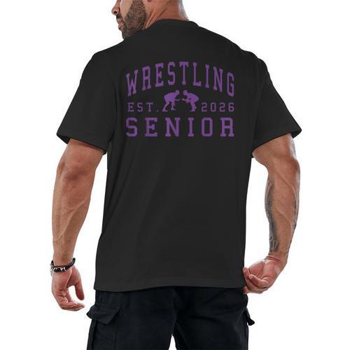 Wrestling Senior Night Wrestling Senior 2026 Graduation 84 Men's Back Print T-Shirt - Best Gift Smart