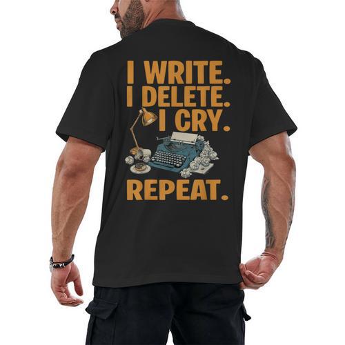 I Write Book Writer Author Book Writing Novelist Men's Back Print T-Shirt - Bookorys DE