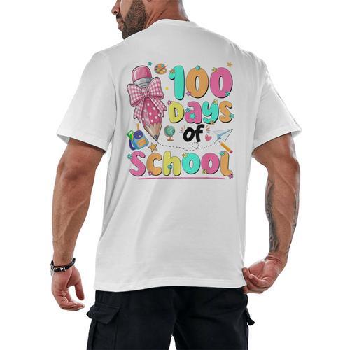 100th Day Of School Teacher Books 100 Days Of School Women Men's Back Print T-Shirt - Bookorys UK