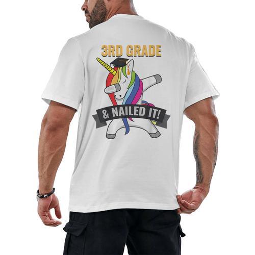 3RD GRADE NAILED IT UNICORN DABBING GRADUATION T-SHIRT Men's Back Print T-Shirt - Best Gift Smart