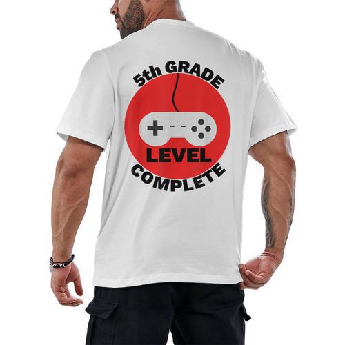 5th Grade Level Complete Gamer Graduation Men's Back Print T-Shirt - Best Gift Smart