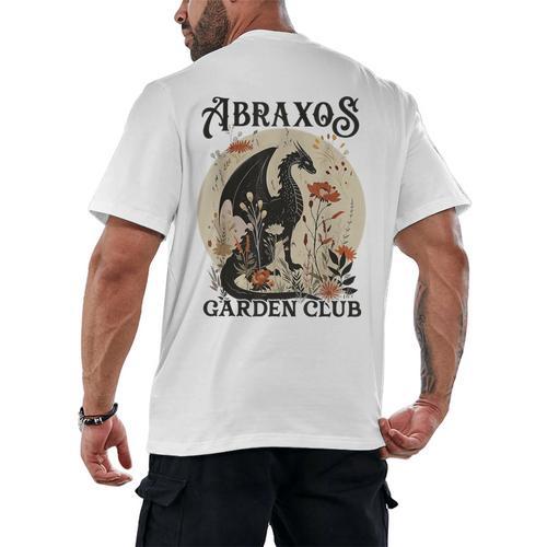 Abraxos Flower Garden Club Book Lover Fantasy Dragon Bookish Men's Back Print T-Shirt - Bookorys