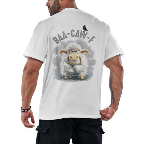 Back Off – Sheep Baa Crow Caw Pun For Introverts Men's Back Print T-Shirt - Raresse