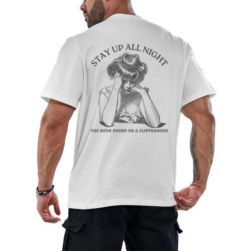 The Book Ended On a Cliffhanger Cute Book Lover Teach Men's Back Print T-Shirt - Bookorys UK