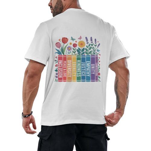 Book Flower Radicalized By Basic Decency Feminist Leftist Men's Back Print T-Shirt - Bookorys DE