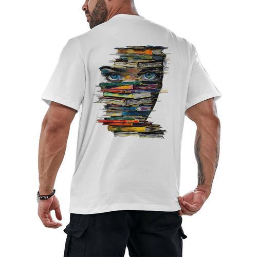 Book Women Graphic Art Colorful Eyes Men's Back Print T-Shirt - Bookorys