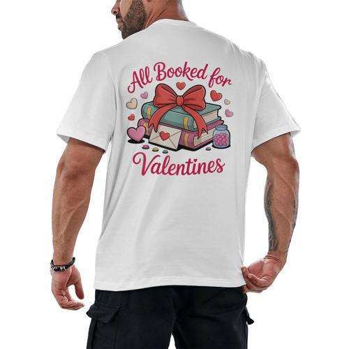 All Booked For Valentines Book Lover Teachers Men's Back Print T-Shirt - Bookorys CA