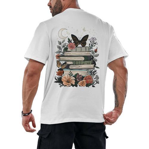 Bookish Cottagecore Aesthetic Celestial Reader Book Lover Men's Back Print T-Shirt - Bookorys