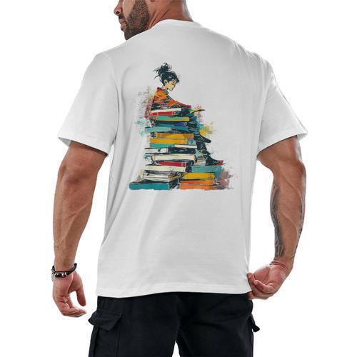 Books Abstract Artist Women Art Painting Books Men's Back Print T-Shirt - Bookorys