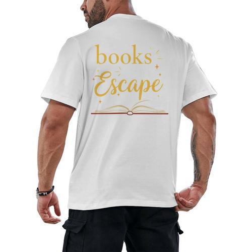 Books Are My Escape Simple Reading Quote Men's Back Print T-Shirt - Bookorys UK