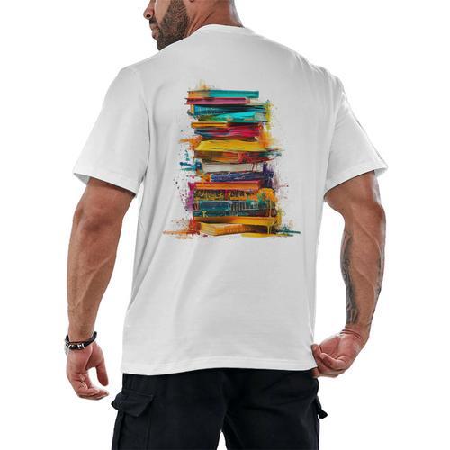 Books Painting Colorful Art Abstract Graphic Books Men's Back Print T-Shirt - Bookorys