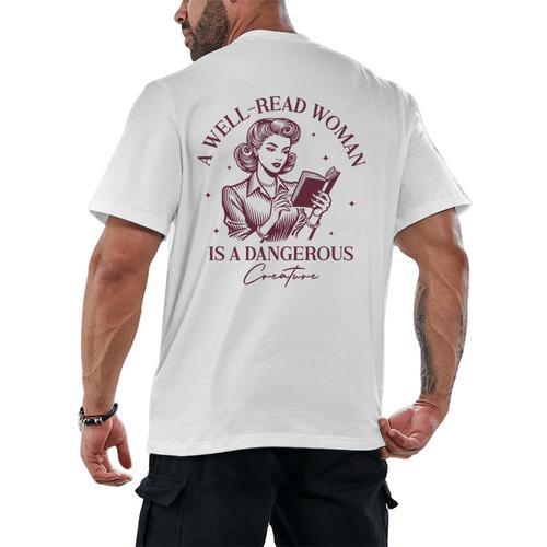 Books A Well-Read Woman Is A Dangerous Creature Women Premium Tri-Blend Men's Back Print T-Shirt - Bookorys