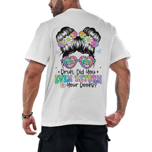 Bruh Return Your Books Reading Library Book Lovers Men's Back Print T-Shirt - Bookorys CA