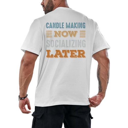 Candle Making Now Minimal Socializing Introvert Vintage Men's Back Print T-Shirt - Raresse