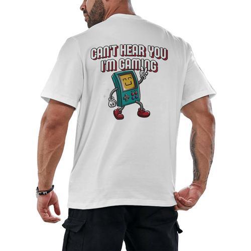 Cant Hear You Im Gaming Introvert Gamer Antisocial Raglan Baseball Tee Men's Back Print T-Shirt - Raresse