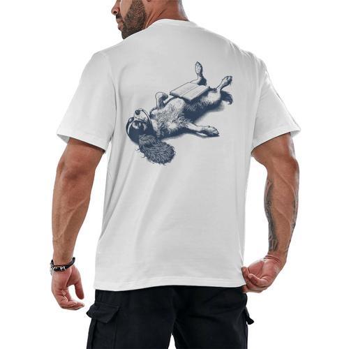 Cavalier King Charles Spaniel Book Nap Vintage Dog Mom Dad Men's Back Print T-Shirt - Bookorys DE