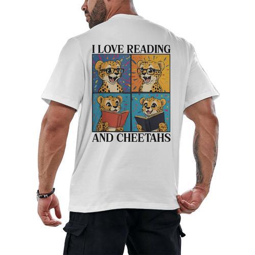 Cheetah Love Reading And Cheetahs Kids Bookworm Men's Back Print T-Shirt - Bookorys DE