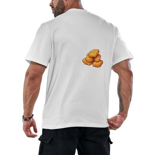 Chicken Nugget Saying Introvert Nuggie Foodie Food Men's Back Print T-Shirt - Raresse