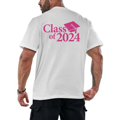 Class Of 2024 Pink For Girls And Women Graduation Men's Back Print T-Shirt - Best Gift Smart