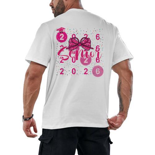Class Of 2026 Senior Coquette Pink Bow Graduation Family Premium Tri-Blend Men's Back Print T-Shirt - Best Gift Smart