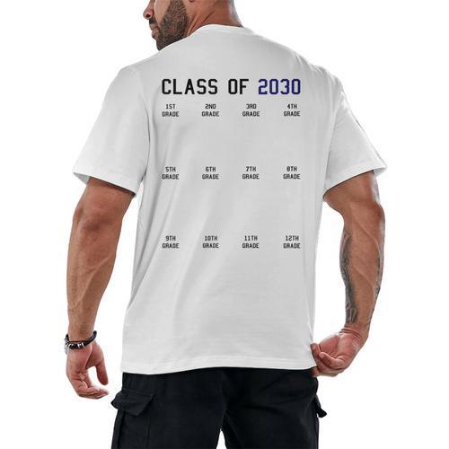 Class Of 2030 Graduation T-Shirt With Space For Handprints Men's Back Print T-Shirt - Best Gift Smart