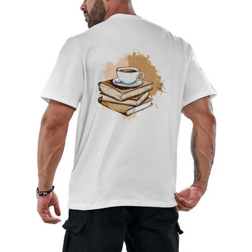 Coffee And Books Adult Books Lover Reading Men's Back Print T-Shirt - Bookorys