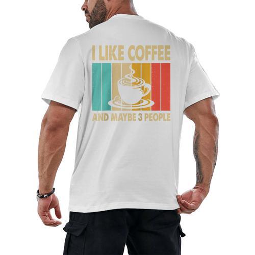 I Like Coffee And Maybe 3 People Introvert Anti-Social Raglan Baseball Tee Men's Back Print T-Shirt - Raresse