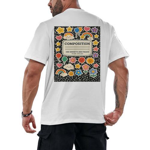 Composition Notebook Costume Teacher Matching Halloween Book Men's Back Print T-Shirt - Bookorys UK