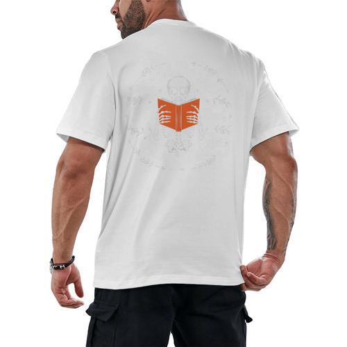 Cool Read Books Be Kind Stay Weird Skeleton Reading Men's Back Print T-Shirt - Bookorys CA