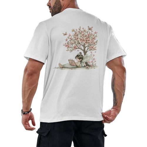 Cute Fairy Reading Fairycore Aesthetic Book Lover Men's Back Print T-Shirt - Bookorys CA