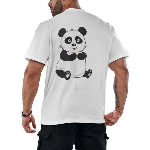 Cute Introvert Vibes – Panda Hello & Goodbye Men's Back Print T-Shirt - Raresse