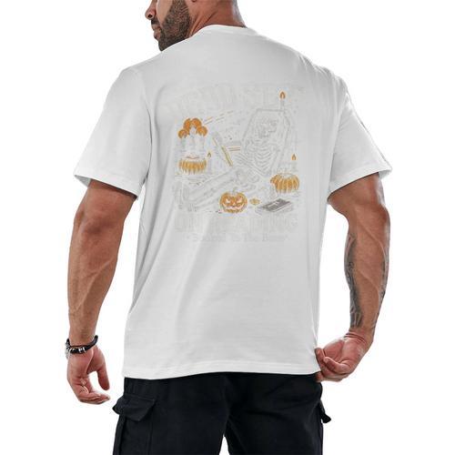 Dead Set On Reading Skeleton Halloween Book Lover Men's Back Print T-Shirt - Bookorys DE