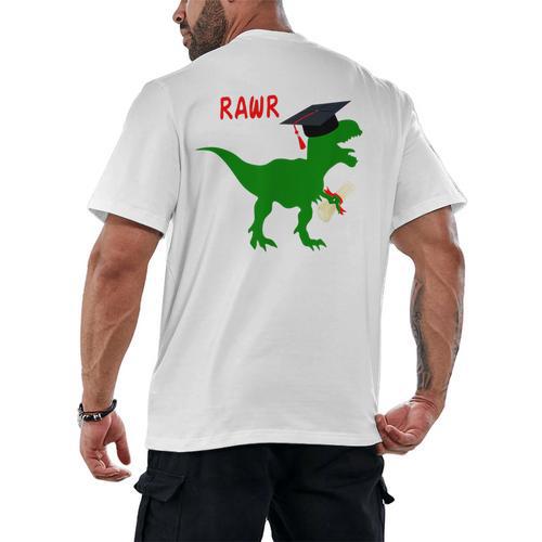 Dinosaur Rawr Diploma Graduate Graduation Men's Back Print T-Shirt - Best Gift Smart