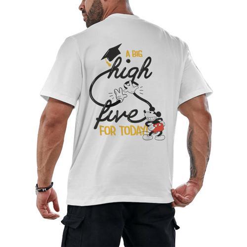 Disney Mickey Mouse A Big High Five For Today Graduation Men's Back Print T-Shirt - Best Gift Smart