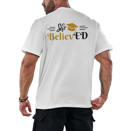 Doctor Of Education She BelievED EdD Graduation Men's Back Print T-Shirt - Best Gift Smart
