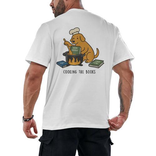Dog Cooking The Books Men's Back Print T-Shirt - Bookorys DE
