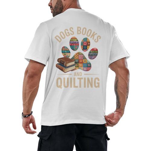 Dogs Books And Quilting Men's Back Print T-Shirt - Bookorys DE
