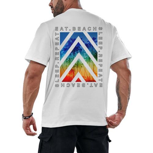 Eat Beach Sleep Repeat Summer Vacation Graduation Tees Men Women Kids Men's Back Print T-Shirt - Best Gift Smart