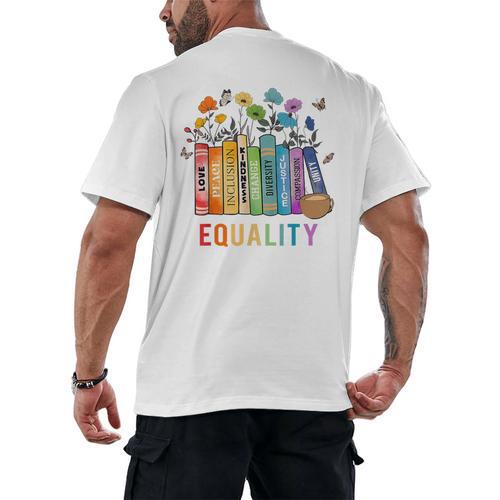 Equal Rights Book Flower Equality Peace Love Kindness Book Men's Back Print T-Shirt - Bookorys