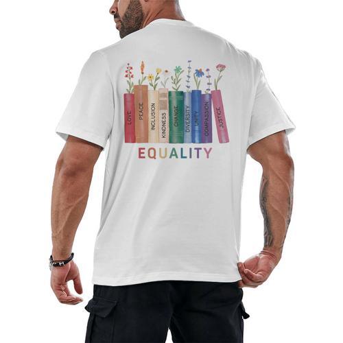 Equality Flower Books Equal Rights Social Justice Feminist Men's Back Print T-Shirt - Bookorys