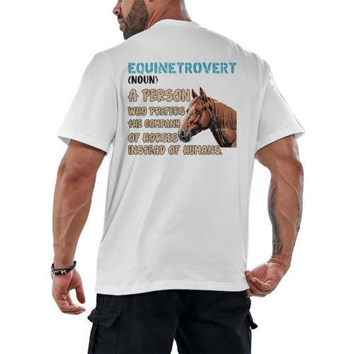Equinetrovert Definition Equine Horse Riding Introvert Men's Back Print T-Shirt - Raresse