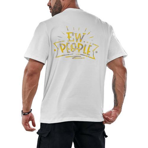 Ew People Antisocial Introvert Saying Yellow Lemon Raglan Baseball Tee Men's Back Print T-Shirt - Raresse