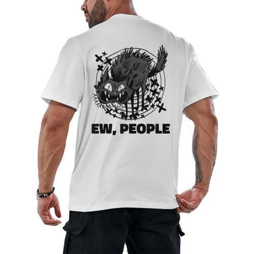 Ew People Introvert Cat Lover Crazy Cats Lady Men's Back Print T-Shirt - Raresse