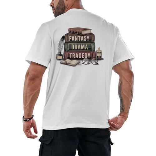 Fantasy Drama Tragedy Gothic Book Lover Bookworm Men's Back Print T-Shirt - Bookorys AU