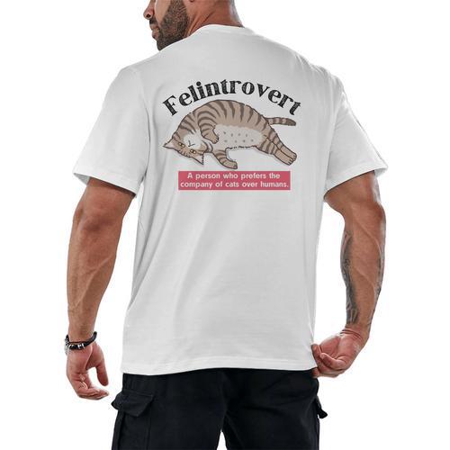Felinetrovert CAT Lover Kitten CATS Funny Meme Introvert Pet Men's Back Print T-Shirt - Raresse